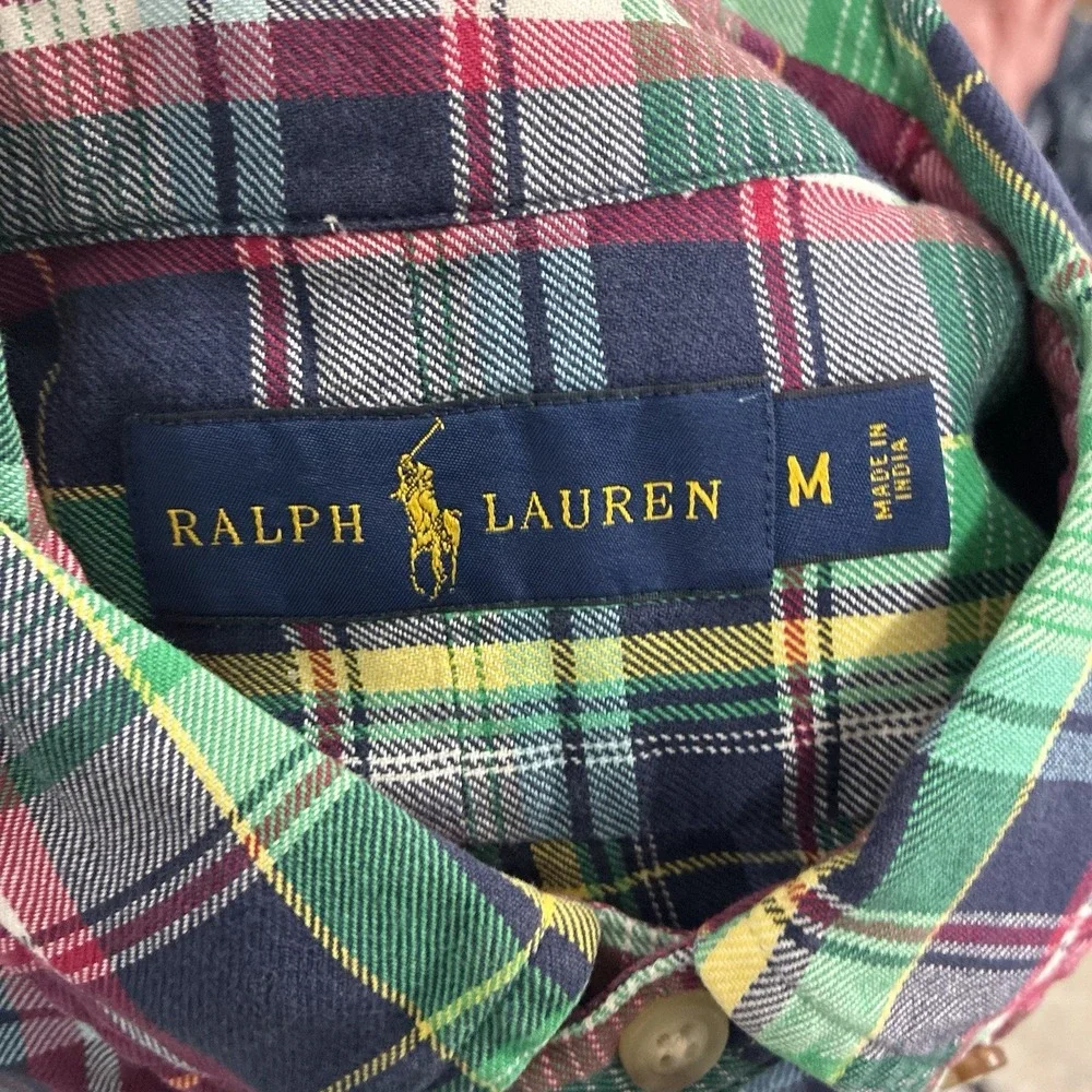 Polo Ralph Lauren Shirt Mens Medium Plaid Button Up Classic Cotton Preppy